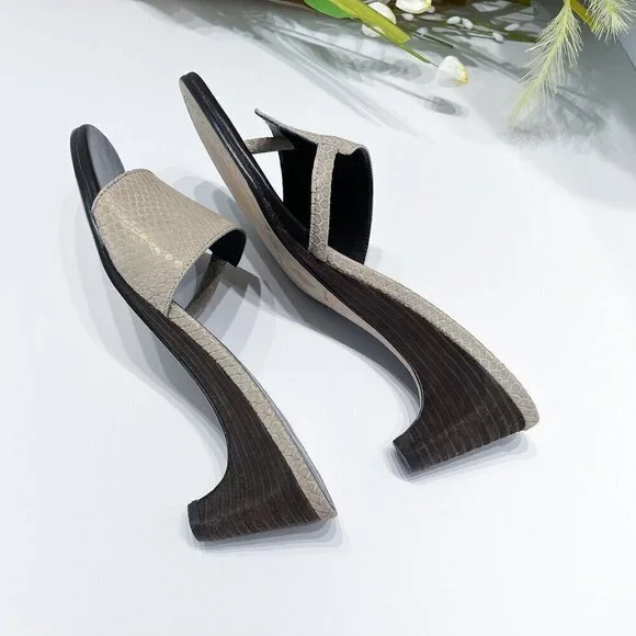 Donald Pliner VIIM Neutral Taupe (Praline) Snake Skin Sandals, NWOT, Size: 7M - Picture 5 of 9